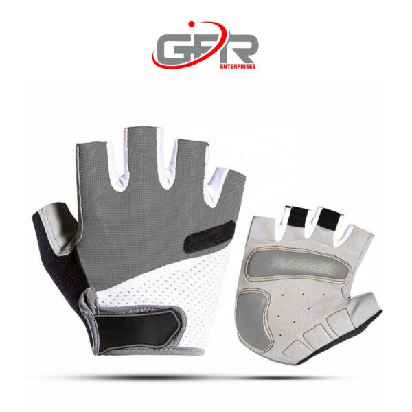 Red/Grey/Pink Half Finger Cycling Gloves - Image 3